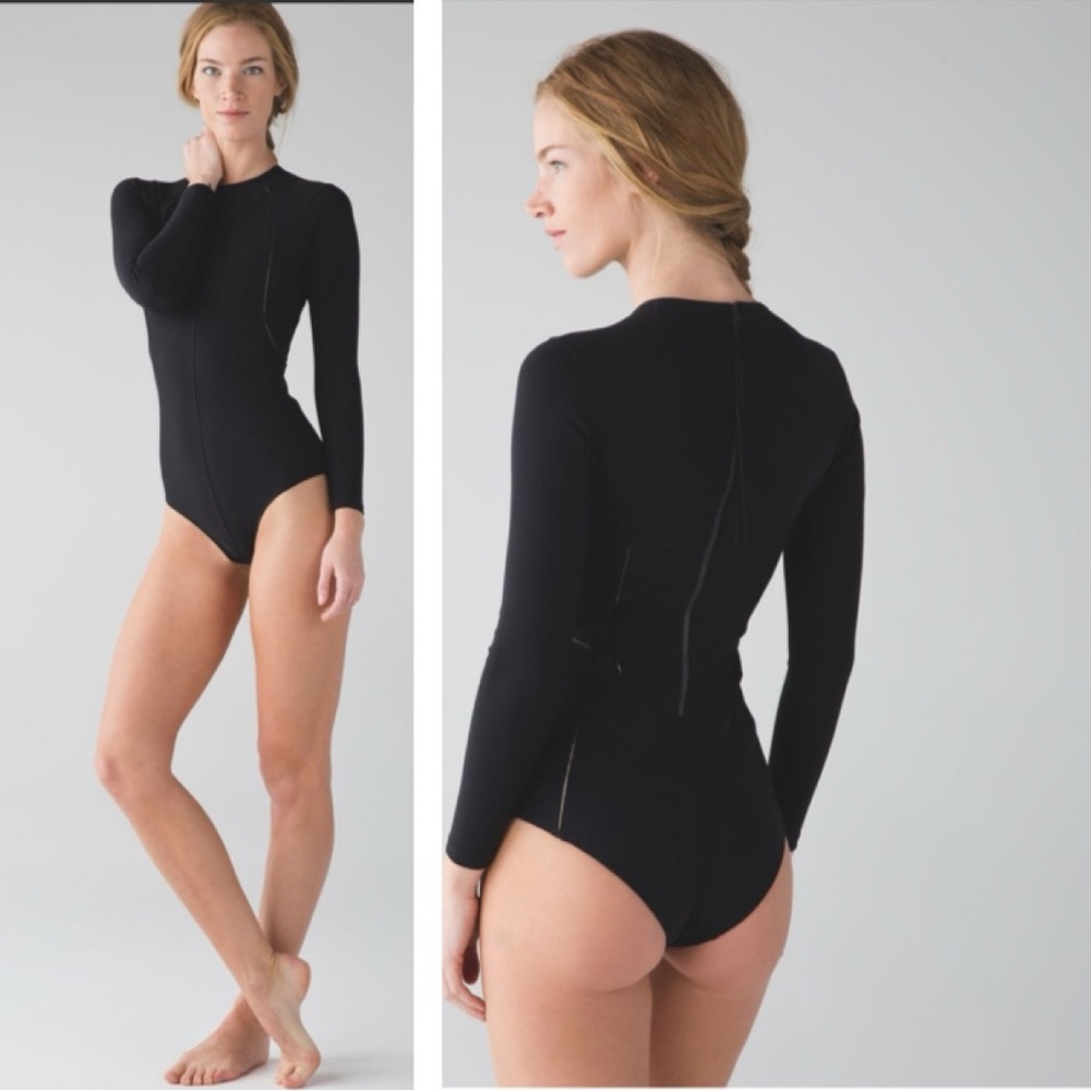 Lululemon NEW &go Til Dawn Bodysuit Long Sleeve Zip Stretch UPF 50 Top Crew 8